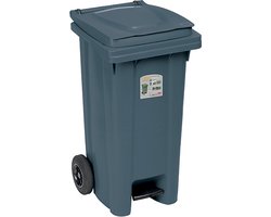 Afvalcontainer - 120 liter - Kliko - Rolcontainer - Met pedaal - Met afvalzakhouder - Grijs