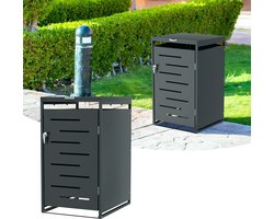 Afvalcontainer Ombouw RVS voor 120L en 240L Kliko – Containerkast Buiten met Ventilatie en Gasdrukdeksel