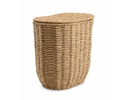 Afvalemmer 5 Liter Naturel – Gevlochten Papier met Stalen Frame – Prullenbak met Deksel – FSC® Mix – 18 x 25 x 26 cm