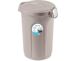 Afvalemmer - "Jerry" - Voerton - Prullenbak - Ton met deksel - 23 Liter - Taupe