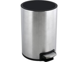 Afvalemmer met Pedaal - Vuilnisbak Binnenemmer - Hygiënisch Werken - Zachte Sluiting - 5 Liter - Zilver Satijn