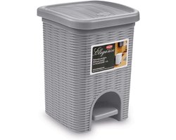 Afvalemmer Rotan - Prullenbak - Thuisgebruik - Elegant Design - 6 Liter - Grijs