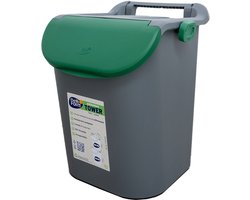 Afvalscheidingsbak - Afvalemmer - Stapelbaar - Tower bin met slot - 30 liter - Groen