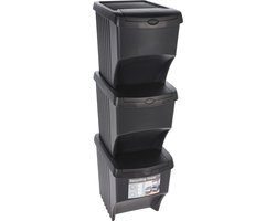 Afvalscheidingsbakken - Stapelbaar - Kunststof - 3 x 22 liter