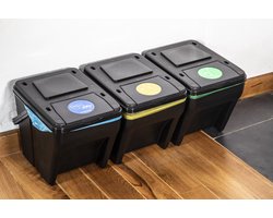 Afvalscheidingsbakken - Stapelbaar - Recycle Afvalbak - 4 stuks - 4 x 25 liter
