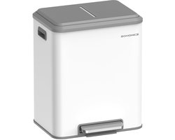 Afvalscheidingssysteem – 2 compartimenten – Recycling/restafval – Wolkenwit