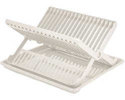 Afwas afdruiprek met lekbak - wit - kunststof - 37 x 33 x 21 cm - afwassen en drogen