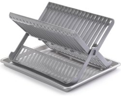 Afwas afdruiprek met lekbak - zilver - kunststof - 37 x 33 x 21 cm - afwassen en drogen