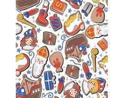 Afwasbaar tafelkleed - ecologisch - tafelzeil - Sinterklaas print/roetveeg piet - VOLLE ROL 18 meter x 140cm - OP ROL GELEVERD