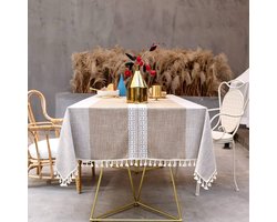 Afwasbaar tafelkleed - taupe - katoen en linnen - 140x220 cm