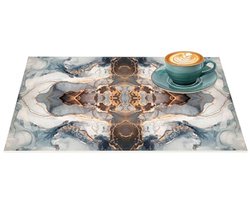 Afwasbare placemat PVC hittebestendig antislip 35 x 50 cm licht marmer voor binnen en buiten