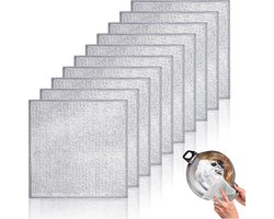 Afwasdoeken - 10 Stuks - Vaatdoeken - Zilverdraaddoeken - Schoonmaak Doeken - Schuursponsje - Herbruikbare - Multifunctionele - Ideaal Voor Het Reinigen Van Pannen, Fornuizen, Bakplaten, Ovens En Grills - Geschikt Voor Hardnekkige Vlekken - 20x20cm