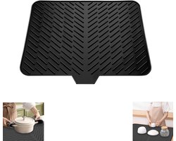 Afwasmat - Droogmat - Afdruipmat - afdruipmat voor afwas - Siliconenmat - 58*43 cm - Zwart