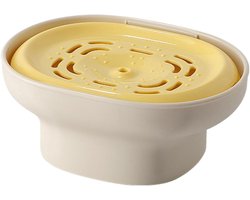Afwasmiddeldispenser, schuimbak, snelafvoersysteem, gootsteenzeephouder, compacte vaatwasserorganizer - geel en wit
