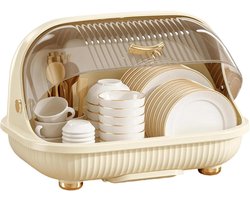 Afwasrek Opbergdoos - Afdruiprek met deksel - Keuken organiseren - Stofdicht transparant deksel - 21D x 28B x 21H cm