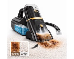 AG Vlekkenreiniger Draadloos – Tapijtreiniger - Bankreiniger – Compact & Krachtig - Premium Spot Cleaner – Met Roterende Borstel – Sneldrogend – Sproeifunctie & Flexibele Slang – Draagbaar – Ook voor Auto, Matras & Huisdieren – Black Gold Edition