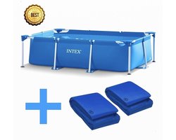 AG Zwembad Intex - 260x160x65cm - Inclusief AG Afdekhoes & Grondzeil - Zwembaden - Zwembadje -  Rechthoekig- Sterk - opzetzwembad - familiebad - afdekhoes -
