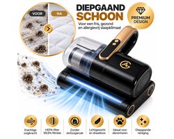 AG370 Matrasreiniger Draadloos – Huisstofmijt Stofzuiger – Bank & Matras Reiniger – Bed Stofzuiger – Tapijt Reiniger – HEPA Filter – Zonder Zak – Black Gold