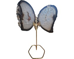 Agaat Vlinder op goudkleurige standaard 16-18cm