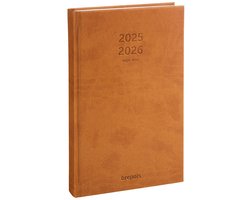 Agenda 2025/2026 Brepols Saturnus Lucca 1 dag per pagina 13,3x20,8cm 16 maanden vanaf september 2025 omslag kunstleder lichtbruin wit papier
