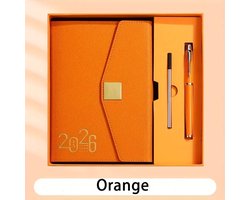 Agenda 2026 Volwassenen - Planner - Journal - Organizer - met Pen + Penvulling –2026 Planner A5 Geschenkset Luxe Oranje Cadeau Box - Oranje kleur