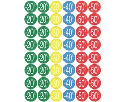 Agipa Kortinglabel van -20% tot - 50% (80 x -20%, 40 x -30%, 40 x -40%, 80 x -50%), geassorteerde kleu...