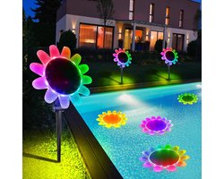 AGM Tuinverlichting Bloemen - 2 Stuks - Bloemen - Solar Tuinverlichting Op Zonne Energie - Automatisch Aan/Uit - Eenvoudige Installatie - 100% Waterdicht - Voor Tuin | Zwembad | Decoratieve Verlichting in de Achtertuin