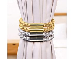 Agnetic Curtain Tiebacks Curtain Clips Rope Back Curtain Holder Buckles Curtain Tie Curtain Holder for Home Decoration (4 Pieces Beige)