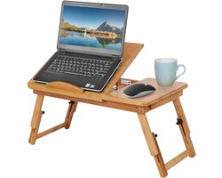 AHD® Bedtafel - Laptoptafel - Bedtafeltje met Wielen - Bedtafeltje voor op Bed - Bruin - 38cm x 53cm x 23cm