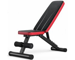 AHD® Fitnessbank - Halterbank - Trainingsbank - Zwart/Rood - 114cm x 28cm x 44cm