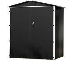 AHD® Tuinhuis - Tuinhuis Hout - Tuinhuisjes Metaal - Zwart - 86cm x 162cm x 181cm