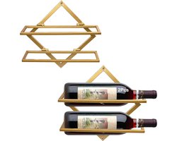 AHD® Wijnrek Muur - Wijnrek - Wijnrek Hout - Geel - 8cm x 25cm x 25cm