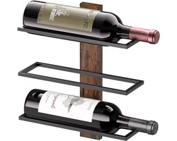 AHD® Wijnrek Muur - Wijnrek - Wijnrek Hout - Zwart - 33cm x 10cm x 5cm