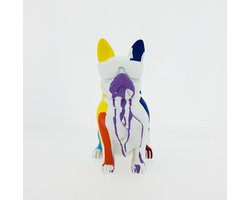 AI - Woondecoratie - Hond - Bulldog - Wit - Beeld - Pop Art - 8 x 19 cm
