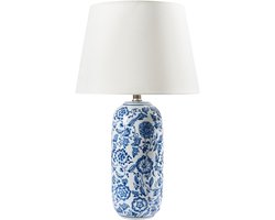 AIBONITO - Tafellamp - Wit/Blauw - Porselein/Linnen