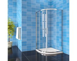Aica douchecabine kwartrond 90x90x185cm - 5mm helder glas - chroom