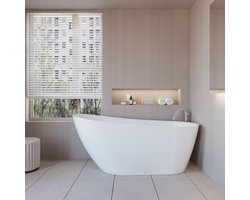 Aica hoogwaardig vrijstaand acrylbad 170x78x73cm ovaal glanzend wit acryl bad-warmte isolatie met afvoerpijp en overloopsysteem