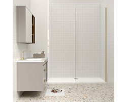 Aica luxueus inloopdouche 90x200 cm 8 mm NANO Easyclean veiliges gehard glas - gemakkelijk te installeren geborsteld goud