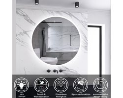 AICA Ronde Badkamerspiegel met LED Verlichting Dimbaar 2700K/4500K/6400K Warm/Neutraal/Koud Wit 40cm