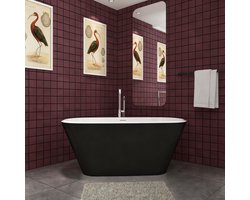 Aica vrijstaand bad zwart 150x72x60cm warmte-isolatie acryl badkuip-met afvoer overloop-gemakkelijk te installeren