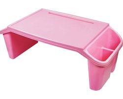 Aidapt Opvouwbaar Bedtafel met Zij Opbergvakken – 54×26,7×19,7 cm – Roze - Dienblad