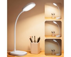 Aigostar 1048O - Bureaulamp LED Dimbaar - Touch Control - 3 Helderheid - Verstelbare Leeslamp - Bedlamp - 4W - Wit