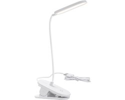 Aigostar 10A52 - Bureaulamp LED Dimbaar- met Klem - helderheidsmodi - Verstelbare Leeslamp - 4000K - Wit