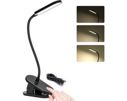 Aigostar 10A54 - LED Bureaulamp met Klem - Dimbaar - Touch Control - Opladende USB - Leeslamp - Bedlamp - Zwart