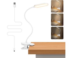 Aigostar 10A55 - Bureaulamp LED Dimbaar - 3 Helderheid - Opladende USB - incl. Batterijen - Verstelbare Leeslamp - Wit