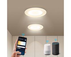 Aigostar 10FV8 - Slimme LED Inbouwspots Dimbaar - Smart Downlight - Plafondlamp - 1430lm - Goole en Alexa - Warm Wit Licht - 3000K-6500K - Set van 2 stuks