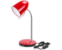Aigostar 10LR0 - Bureaulamp - H280mm - E27 Fitting - Verstelbare Leeslamp - Tafellamp - Rood - Excl. lichtbron