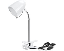 Aigostar 10LR5- Bureaulamp - Klemlamp - E27 fitting - Wit - Excl. lichtbron