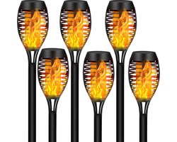 Aigostar 10Q4V - Solar Tuinverlichting op Zonneenergie - 6 Tuinfakkels - 31.5 cm - IP44 - Padverlichting - LED - Buitenverlichting - 6500K