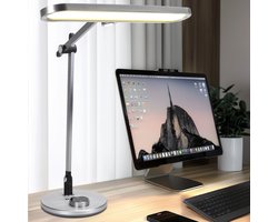 Aigostar 10Z1I - Bureaulamp LED Dimbaar - Verstelbaar Leeslamp - Bureau Lamp - 3 Lichtstanden - bureaulamp kinderkamer - Zilver